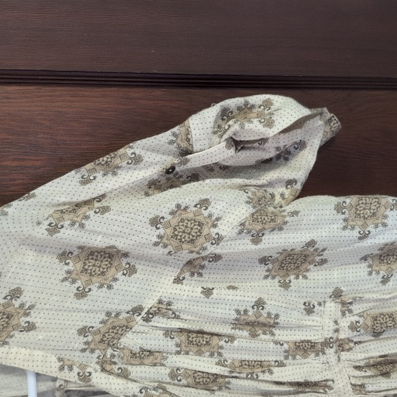 Free People Oasis Maxi Dress Bohemian Flowy Short Sleeve Beige Size XS Oversized - Picture 8 of 13